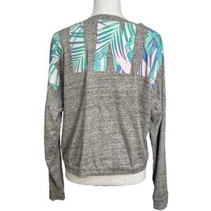 Pink Victoria Secret Tropical Spelout Shirt Pullover‎ Top Long Sleeve Gray